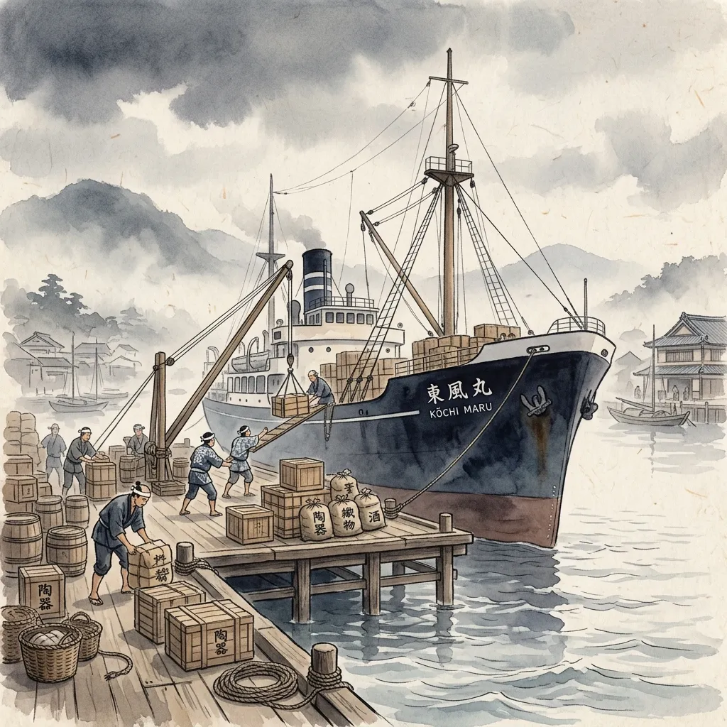 Cargo ship at Japanese port